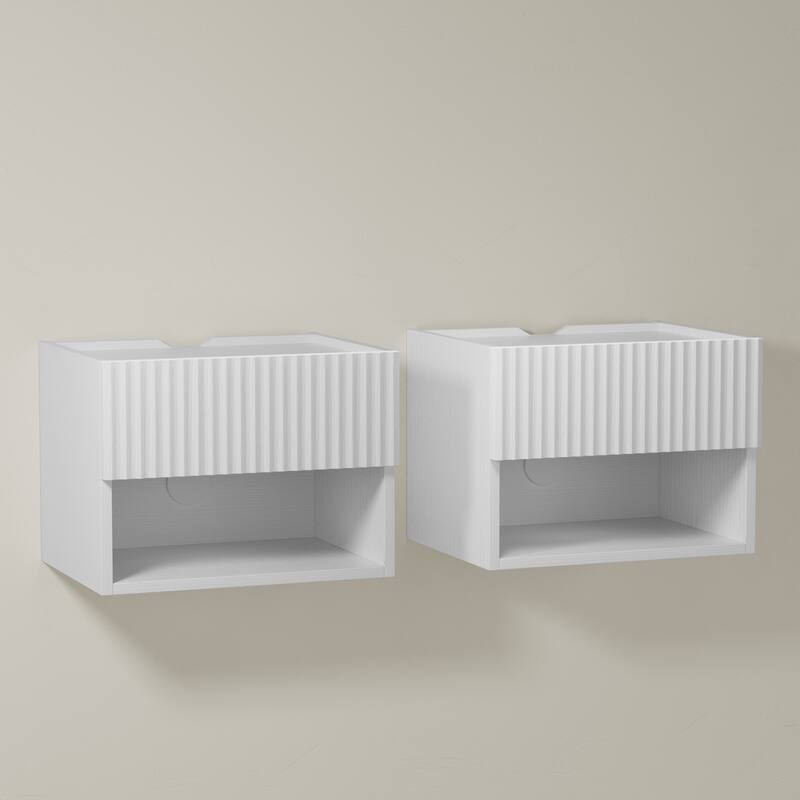 Modern Wall-Mounted Floating Nightstands with Drawer (Set of 2)
