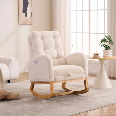 Plush Accent Rocking Chair with Footrest