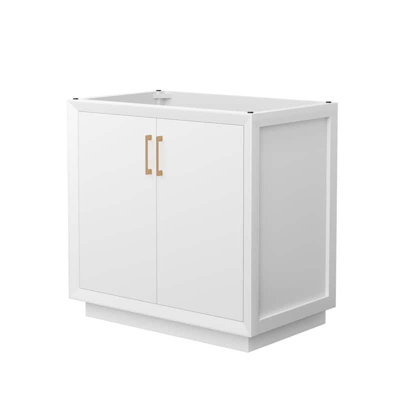 Wyndham Collection WCF414136S-CXSXX-MXX Strada 35" Single Free - White / Satin Bronze Hardware