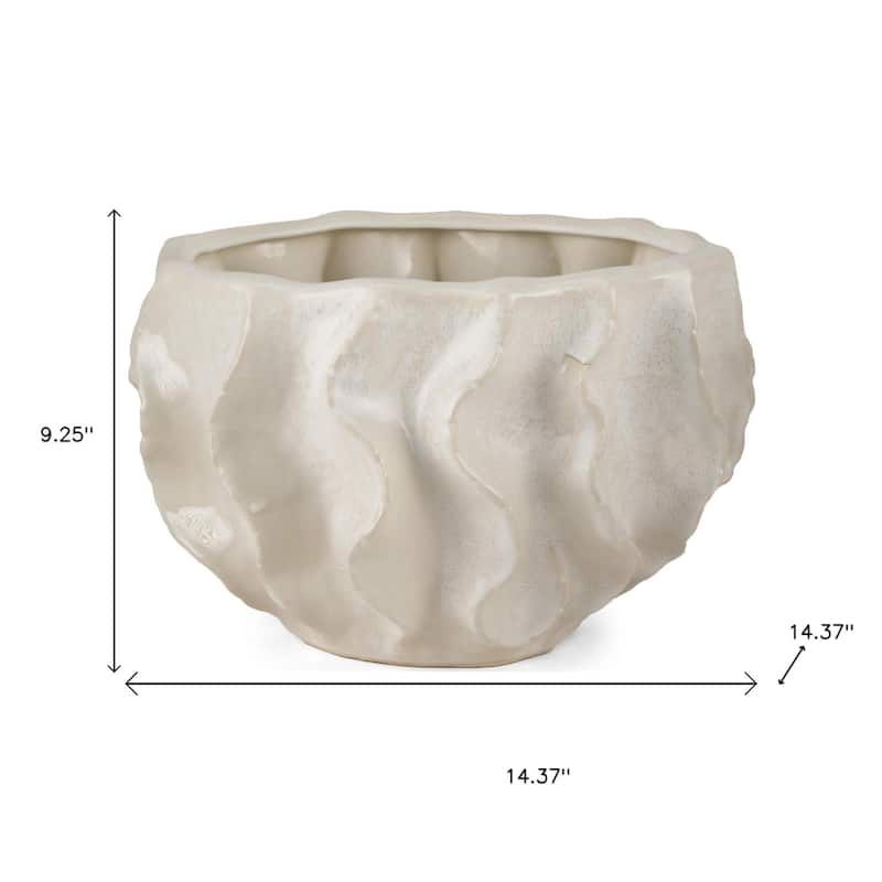 9" Cream Sculptural Ceramic Table Vase - 14.37