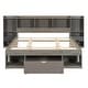 preview thumbnail 12 of 22, Queen Size Platform Bed with Drawer and Multi-Storage Headboard, Wooden Bed Frame with Cabinet, No Box Spring Required, Grey