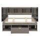 preview thumbnail 12 of 22, Queen Wood Platform Bed with Storage Headboard & Drawer, Grey