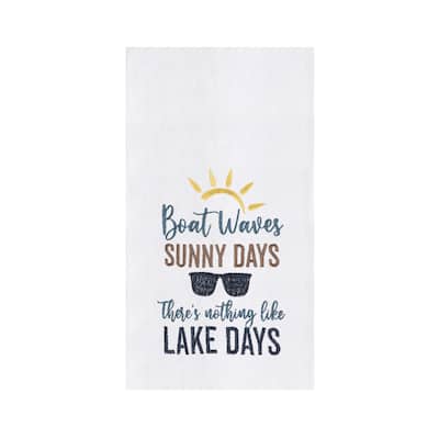 "Boat Waves Sunny Days" Nautical Kitchen Towel