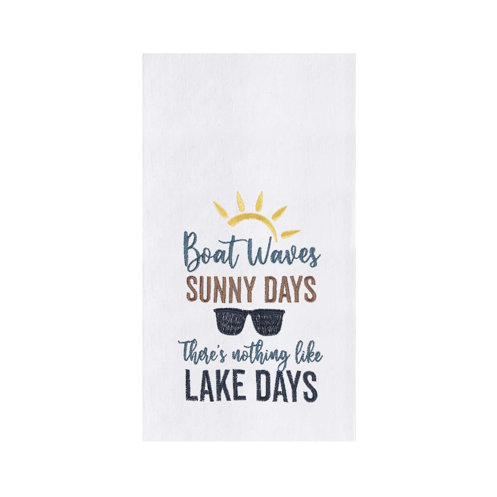 "Boat Waves Sunny Days" Nautical Kitchen Towel