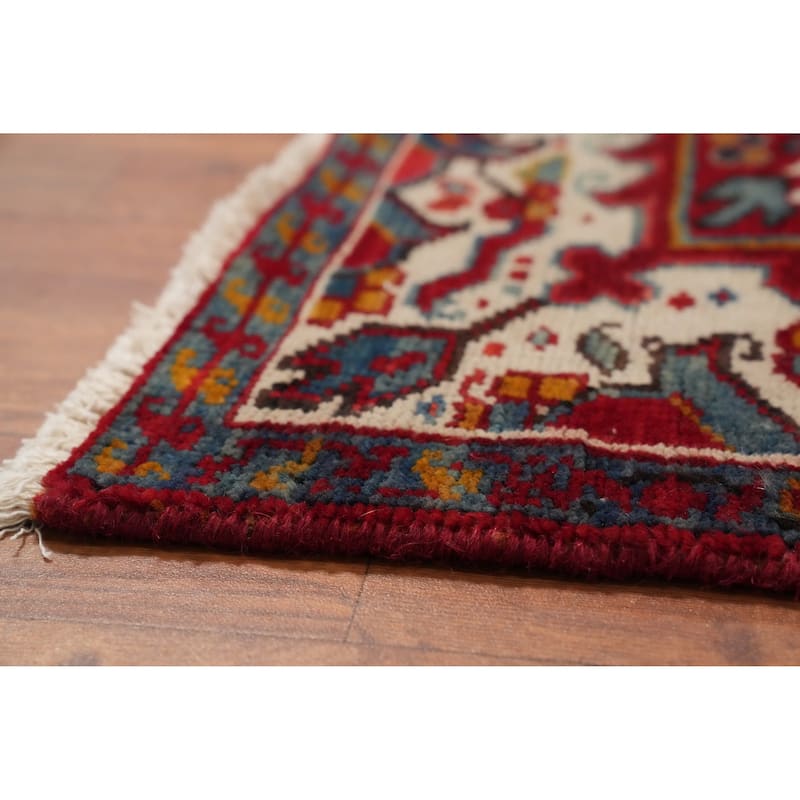 Hand Knotted Oriental 100% Wool Carpet Traditional Medallion Red Heriz Area Rug - 9' 6'' X 6' 3''