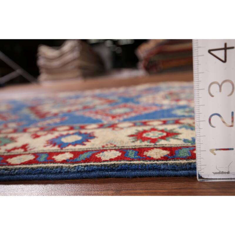 Blue Kazak Oriental Foyer Rug Handmade Wool Carpet - 3'4" x 5'1"