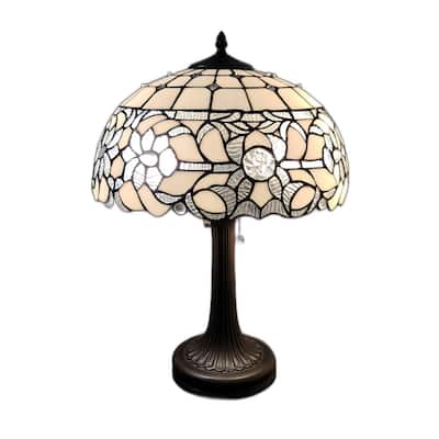 23-inch Vintage Two Light Metal Table Lamp with White Shade - 12” x 21” x 23”