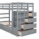 preview thumbnail 17 of 50, Twin-Over-Twin Bunk Bed with Trundle and Storage Drawers, Sturdy Wood Frame