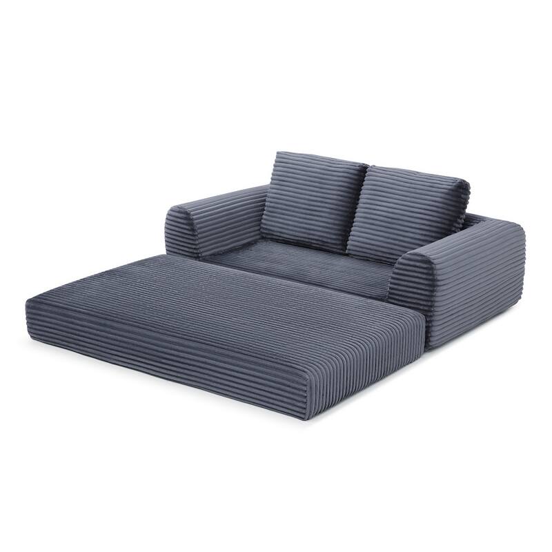 Sofa Bed Grey Sleeper Sofa with 2 Pillows, Upholstered Sofa Couch Loveseat 2-Seater Sofa Couch with Armrests