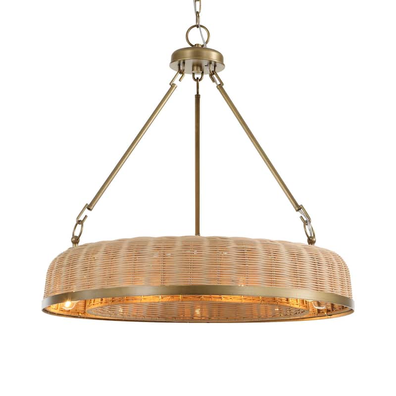 Uttermost Ladakh 9 Light Round Wicker Pendant - 28"W x 28"D x 27"H