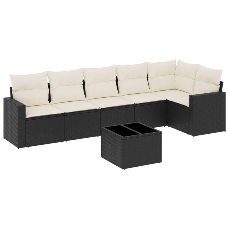 vidaXL Garden Sofa Set 7 Piece with Cushions Outdoor Sofa Couch Poly Rattan - 24.4 x 25.8 x 27.2 in (W x L x H)