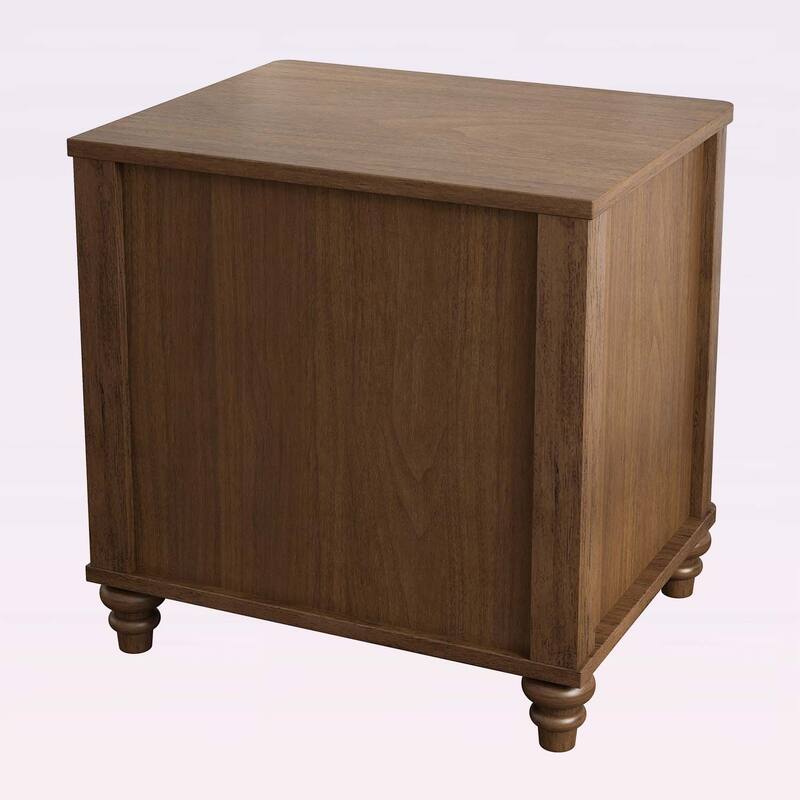 Fluted Nightstand with 3 Drawers