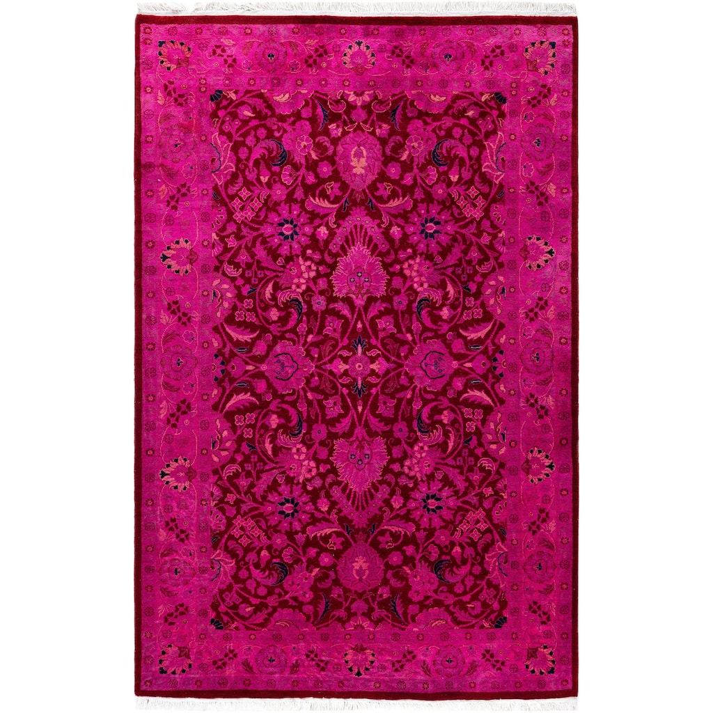 Overdyed One-of-a-Kind Hand-Knotted Area Rug - Purple - 4' 0" x 6' 2"
