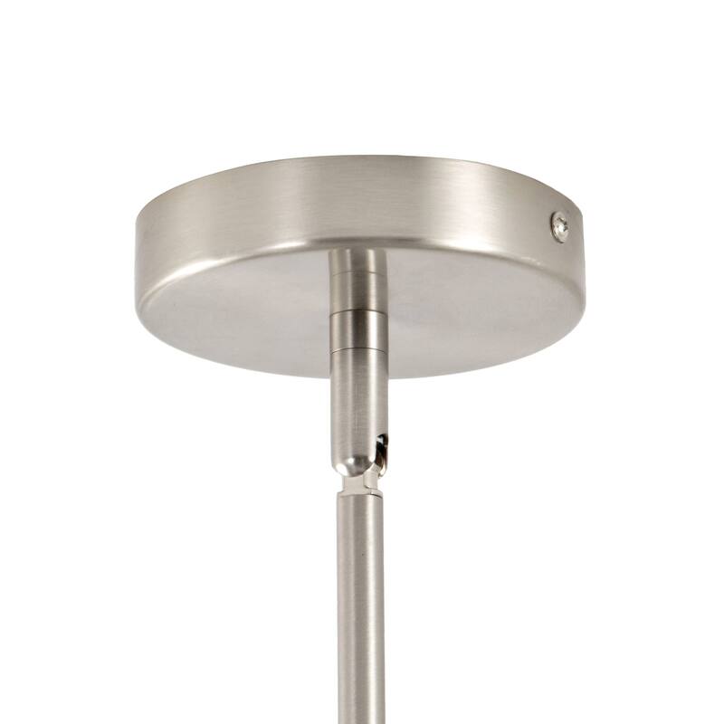 Modern Chandelier 24" 5-Light Nickel Tiered Drum Linen Shade