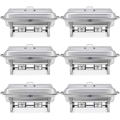 8QT 2-Pan Stainless Steel Rectangle Chafing Dish - 6 Piece