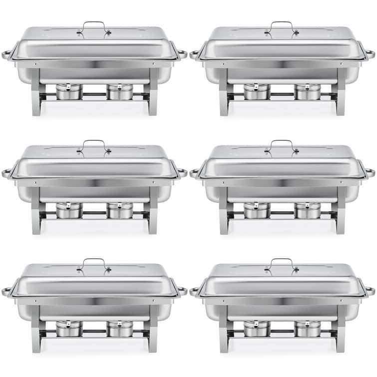 8QT 2-Pan Stainless Steel Rectangle Chafing Dish - 6 Piece