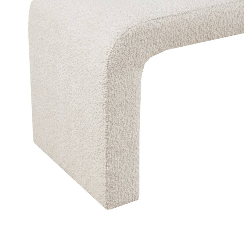 Roomfitters 42-Inch Boucle Upholstered Bench, Modern Minimalist Curved Waterfall Entryway and End of Bed Seating, Cream