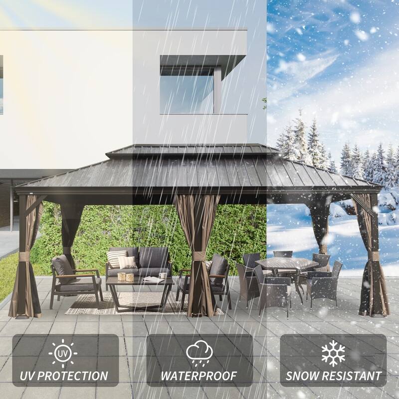 Domi Hardtop Gazebo with Galvanized Steel Double Roof and Aluminum Frame