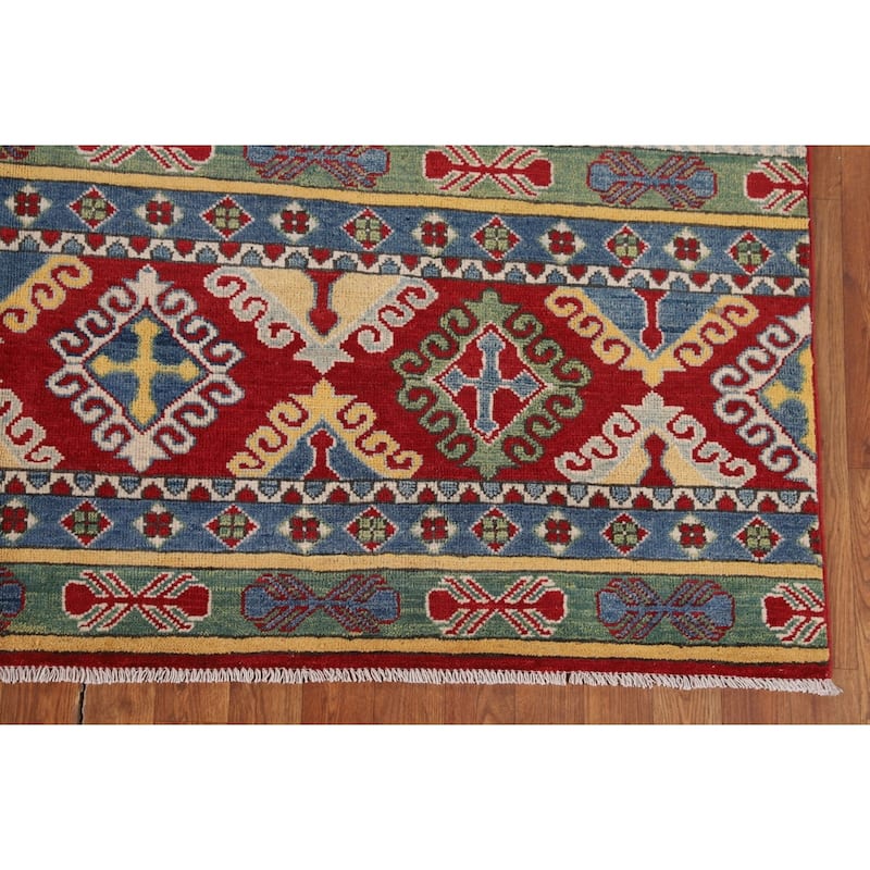 Striped Oriental Kazak Area Rug Hand-Knotted Wool Carpet - 6'7" x 9'9"