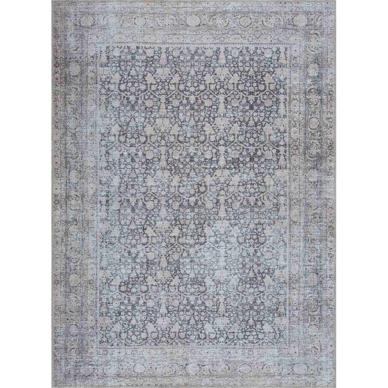 Hauteloom Hedda Living Room, Bedroom Machine Washable Area Rug - Light Gray, Ink, Gray - 2' x 2'11"