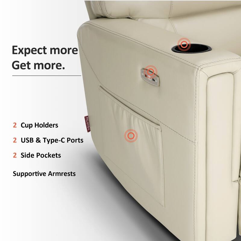MCombo 380lbs Oversized Dual Motors Power Lift Recliner Chair, for Heights 5'7''-6'6" Big and Tall People, Faux Leather R7177