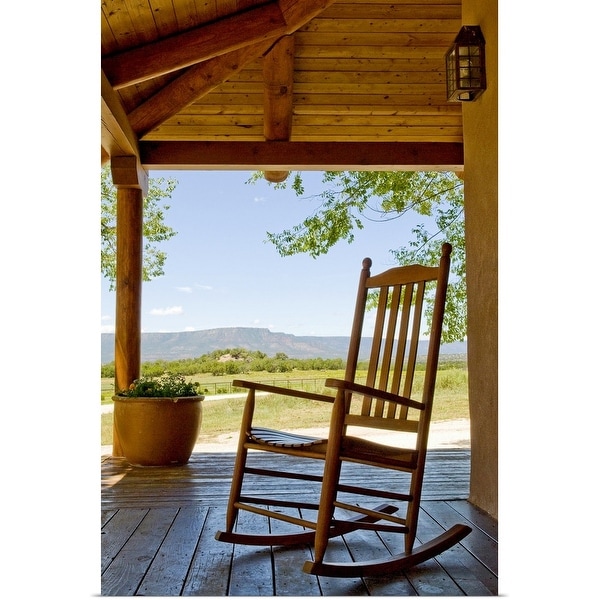 "Rocking chair at ranch house porch" Poster Print