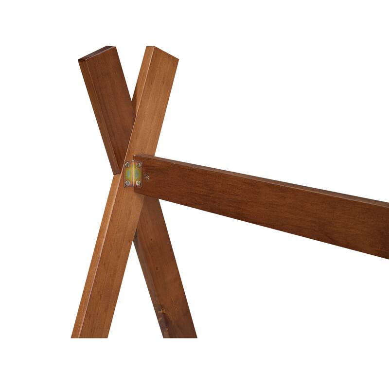 Tent Bed Frame Triangle Structure Floor Bed Full of Imagination Bed Tent for Little Adventurer, No Box Spring Needed