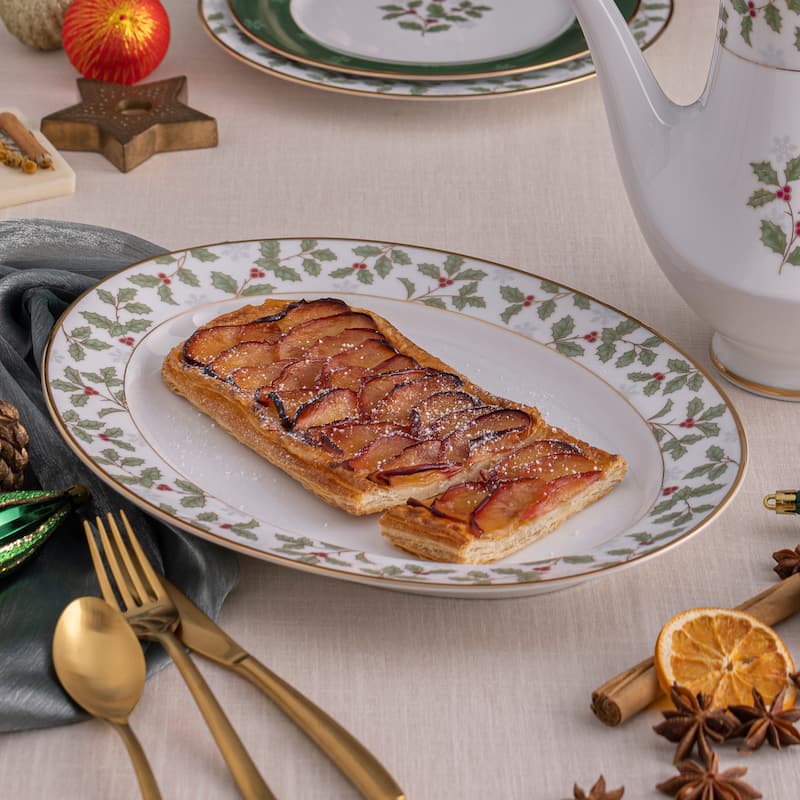 Noritake Holly & Berry Gold Oval Platter, 14"