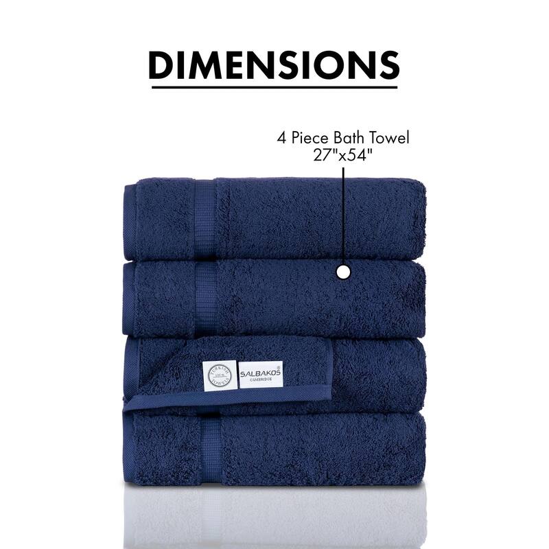 Salbakos Cotton Bath Towels Turkish Cotton Soft Absorbent Set of 4 - 27x54