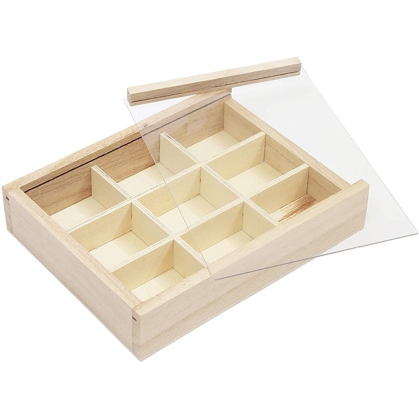 Wooden Boxes with Lids, 9 Compartment Storage Box (6.75 x 5.1 In, 2 Pack) -  Bed Bath & Beyond - 33068432