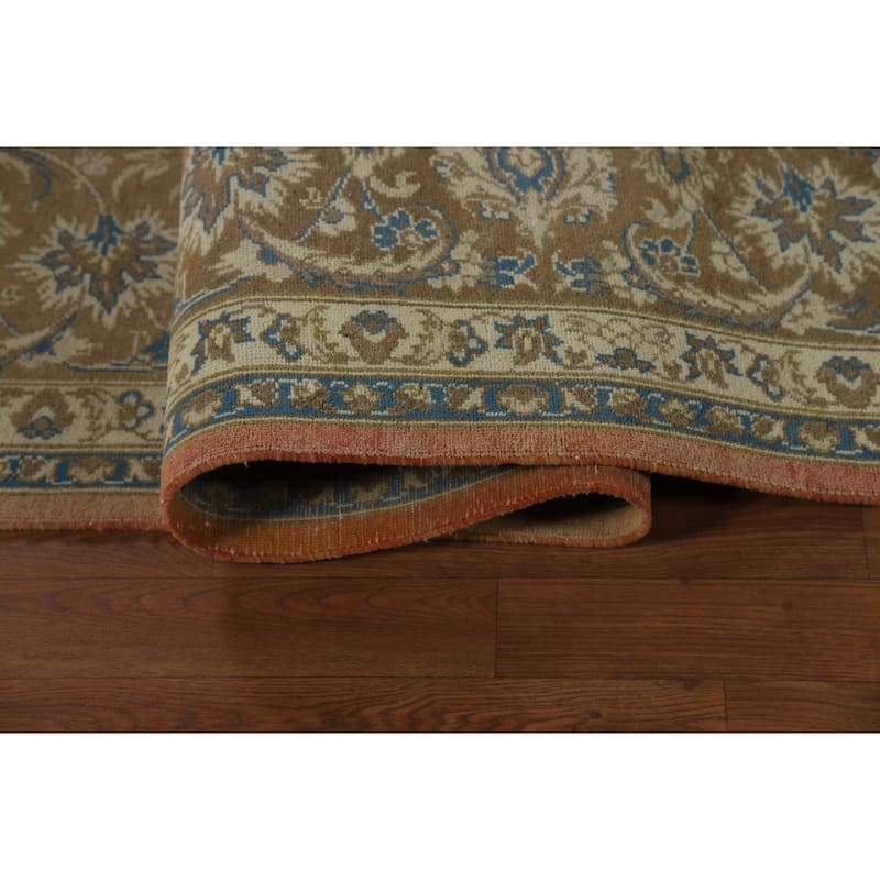 Orange Vintage Najafabad Persian Area Rug Hand-Knotted Wool Carpet - 9'5" x 13'4"