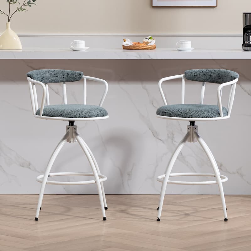 26'' Modern Industrial Design Swivel Counter Stool（Set of 2） - N/A