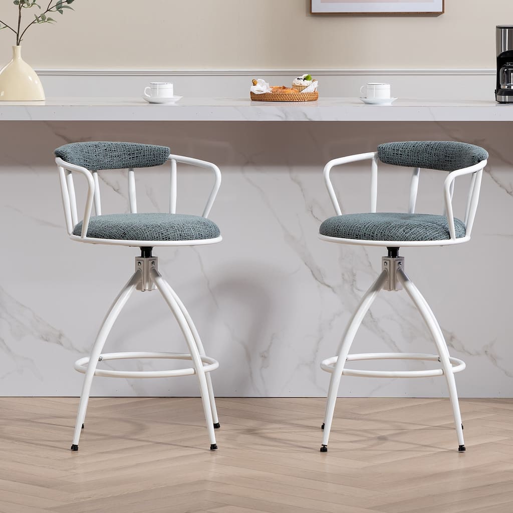 26" Swivel Set of 2 Modern Round Accent Chairs with Cushioned Seat and Backrest for Indoor Use - 16.92”Dia x 34.64”H