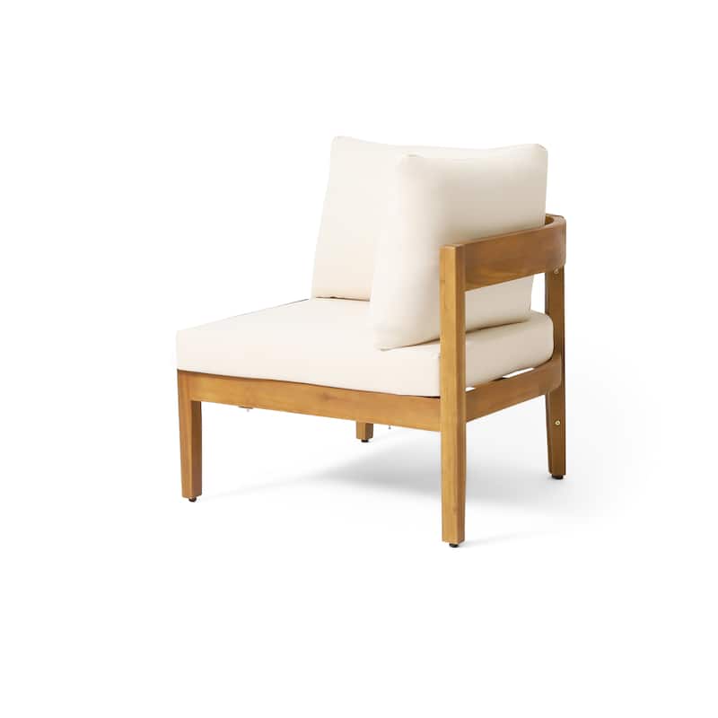 Christopher Knight Home - Valcour Acacia Wood Rounded Tuxedo Outdoor 6 Piece Sofa Set with Water-Resistant Cushions