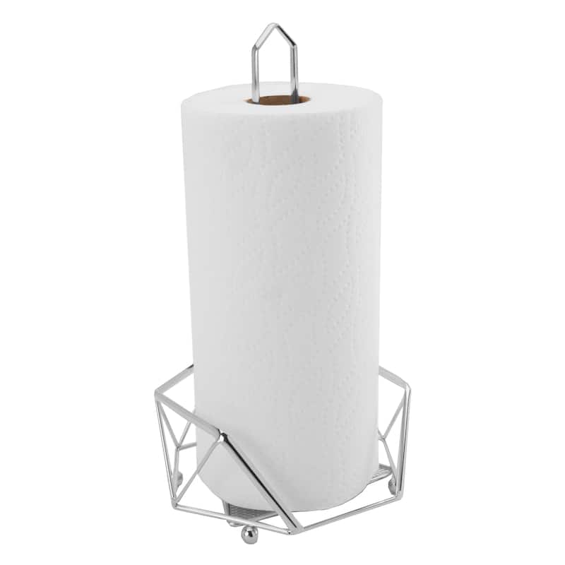Kitchen Details Geode Paper Towel Holder in Chrome - 7.5"x 6.9"x 13.6"