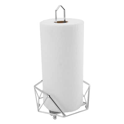 Kitchen Details Geode Paper Towel Holder in Chrome - 7.5"x 6.9"x 13.6"