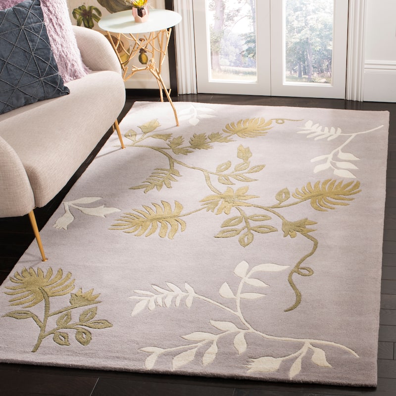 SAFAVIEH, Handmade Soho Kelsi Twigs N.Z. Wool Rug - 5' x 8' - Light Grey