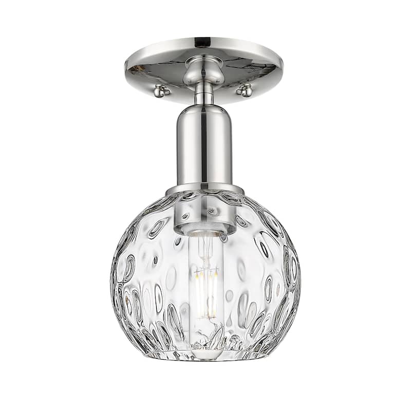 Innovations Lighting 716-1C-10-6 Athens Water Glass Semi-Flush Athens - Polished Nickel / Clear Water Glass
