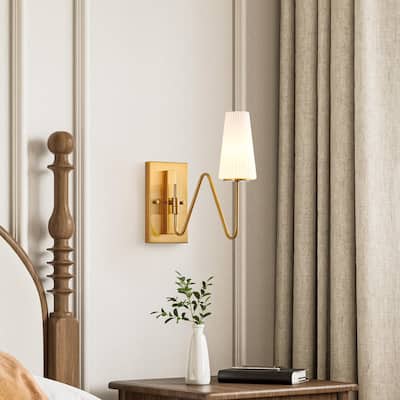 KAWOTI Modern Glam Wall Sconce with Adjustable Arm - W5.13" x D15" x H13.75"
