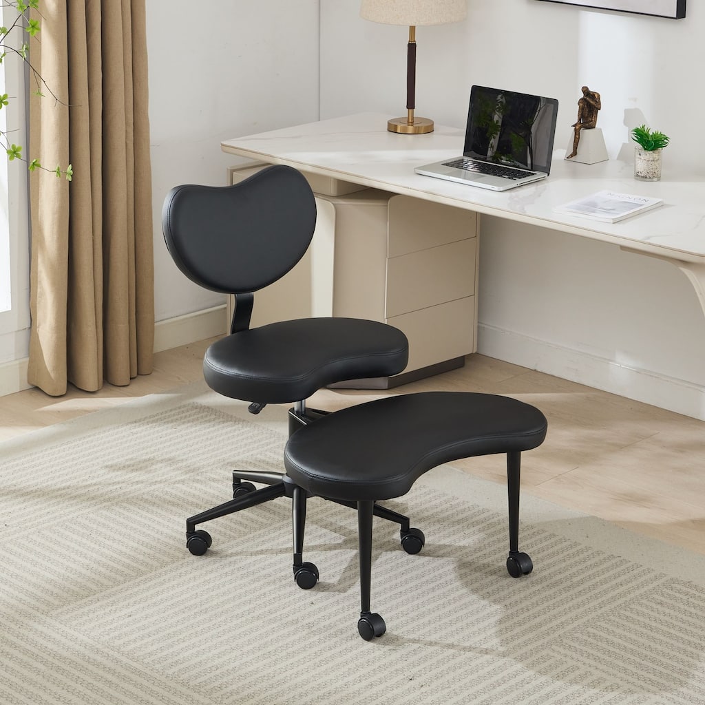 Roomfitters Meditation Chair Plus, Cross-Legged Desk Chair with Wheels and Adjustable Stool, Criss Cross Office Chair