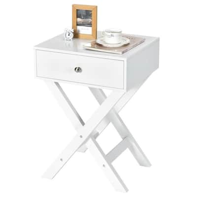 X-Shape 1 Drawer Nightstand End/Side Table Storage