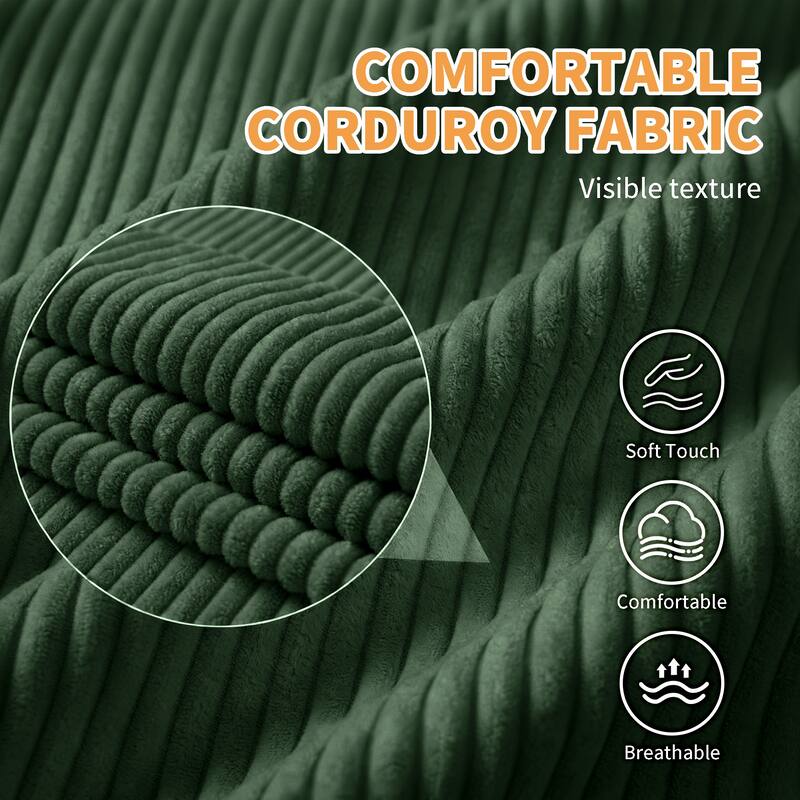 2-in-1 Convertible Corduroy Sofa Bed with Storage, High-Rebound Sponge & Solid Wood Frame