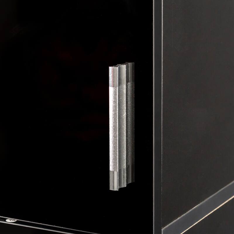 Freestanding Cabinet with Inadjustable Shelves and two Doors ,black