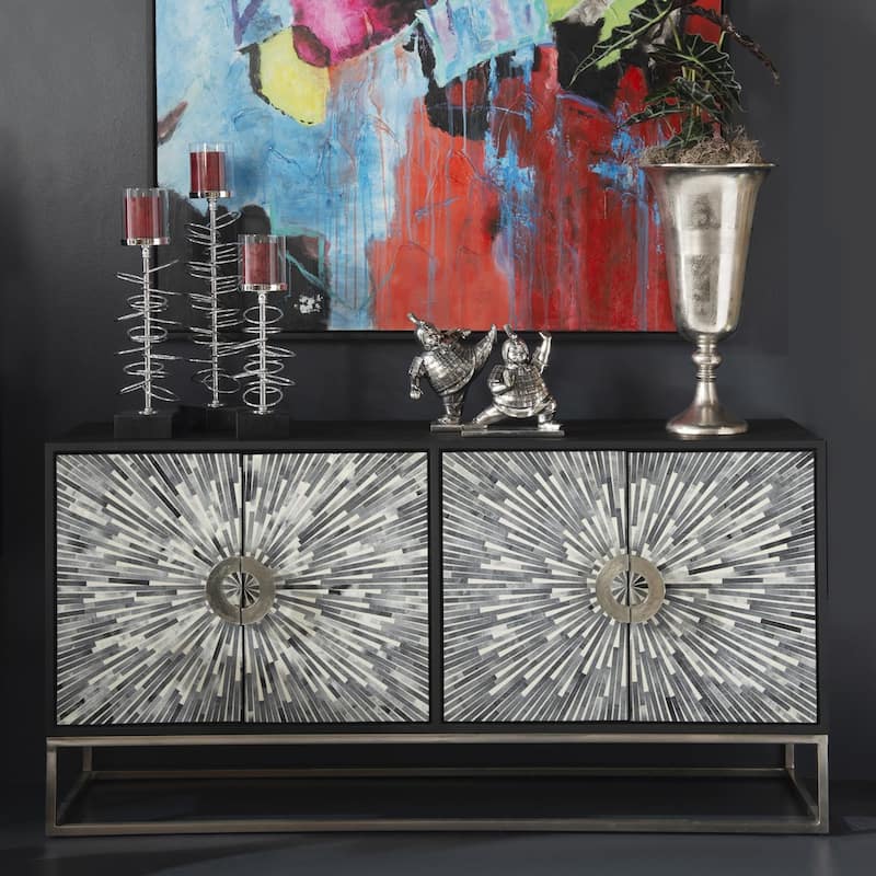 Allan Andrews Silver Metallic Chrome Candle Holder with Iron Rings Design (3 sizes available)