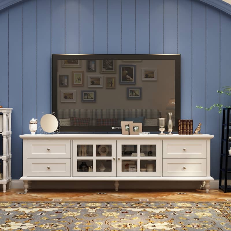 Cabinet Set with Tempered GlassStorage & TV Stand Combo Organization - SideCabinet+TVStand - TVStand