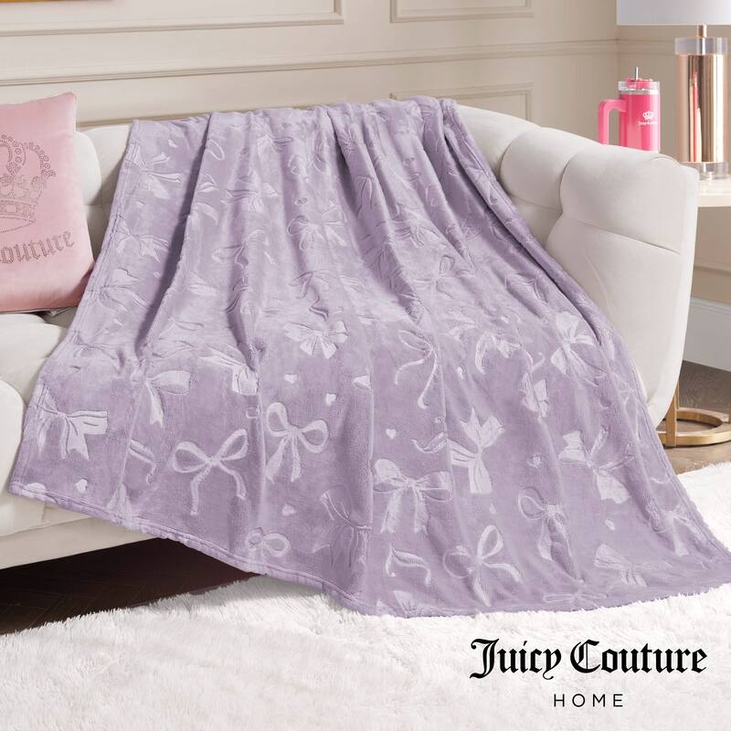 Juicy Couture 60"x70" Embossed Plush Throw Blankets