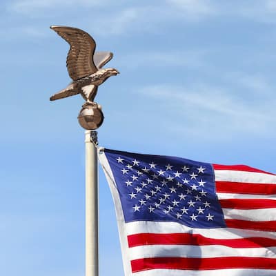 Pure Copper Eagle with Ball Flagpole Topper, 11" Wingspan