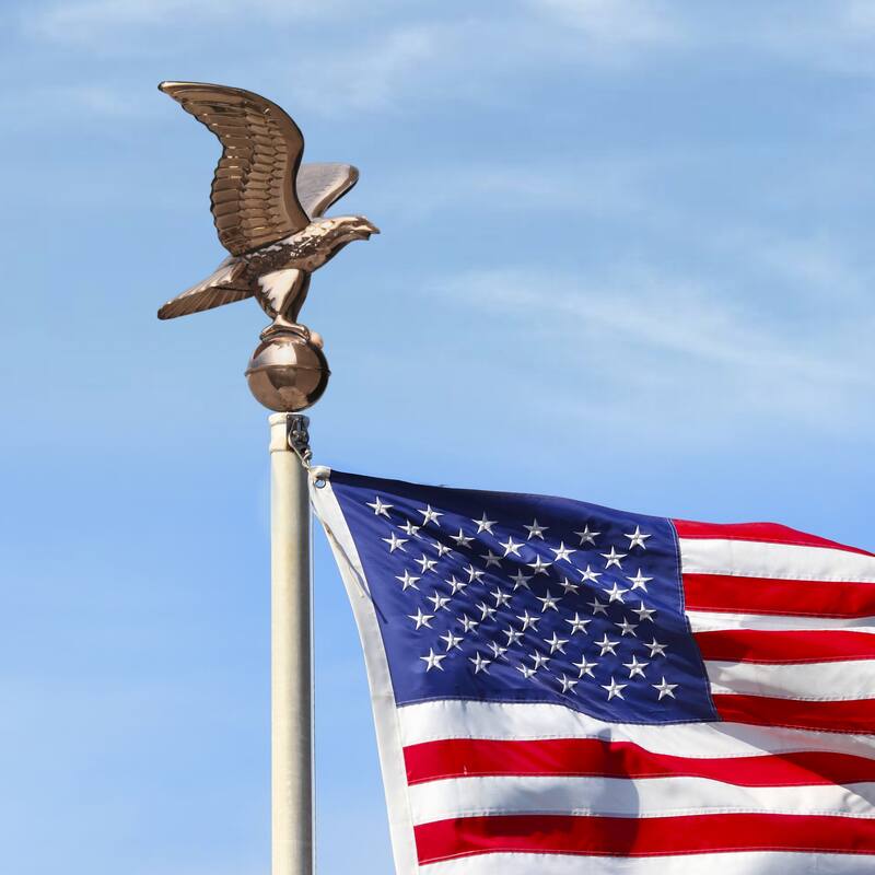 Pure Copper Eagle with Ball Flagpole Topper, 16" Wingspan, by Good Directions