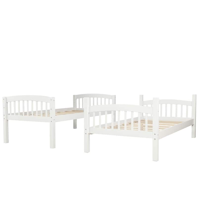Twin over Twin Solid Wood Bunk Bed with Ladder and Fence