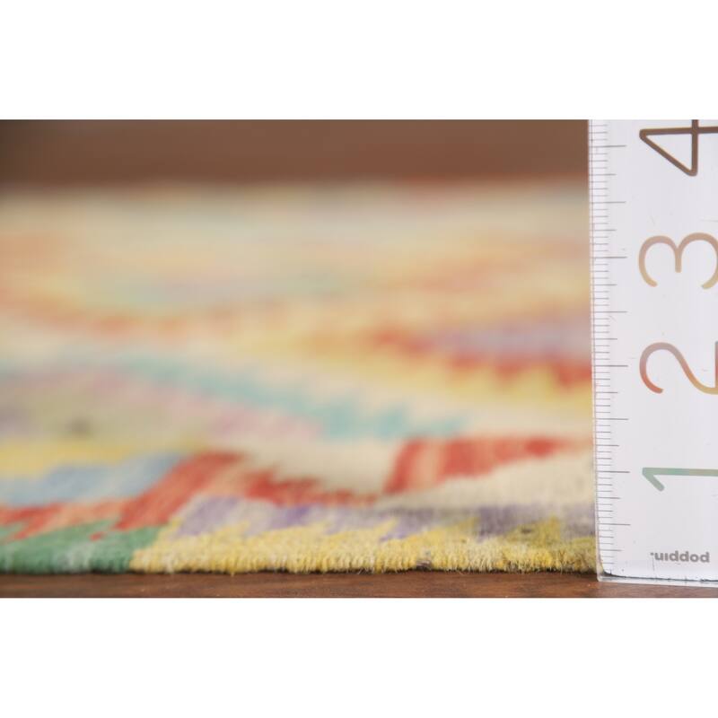 Multicolor Kilim Area Rug Reversible Flatweave Wool Carpet - 3'4"x 4'11"